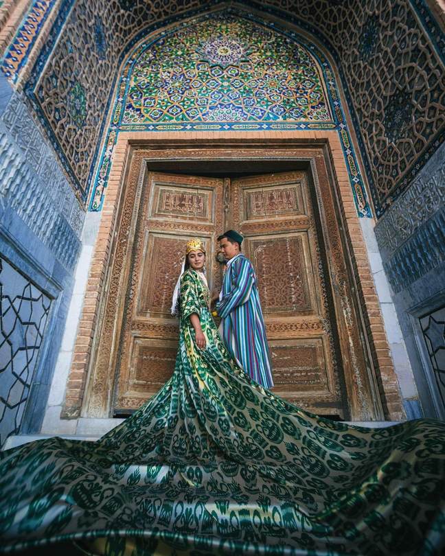 An ornate tiled doorway in Uzbekistan